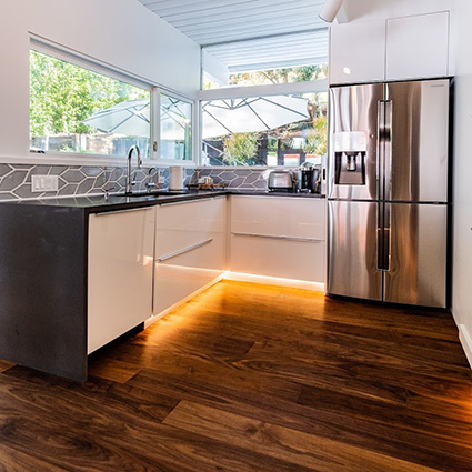 Walnut floor in kitchen