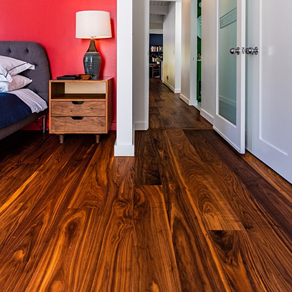 Walnut wood floor in bedroom