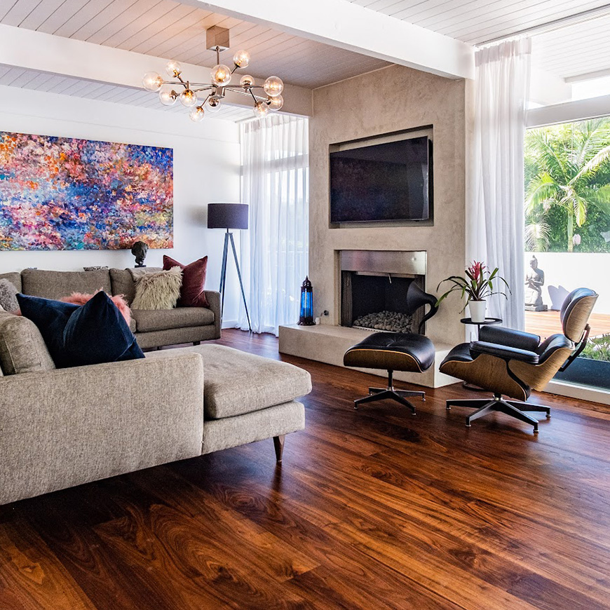 Walnut floor in living room